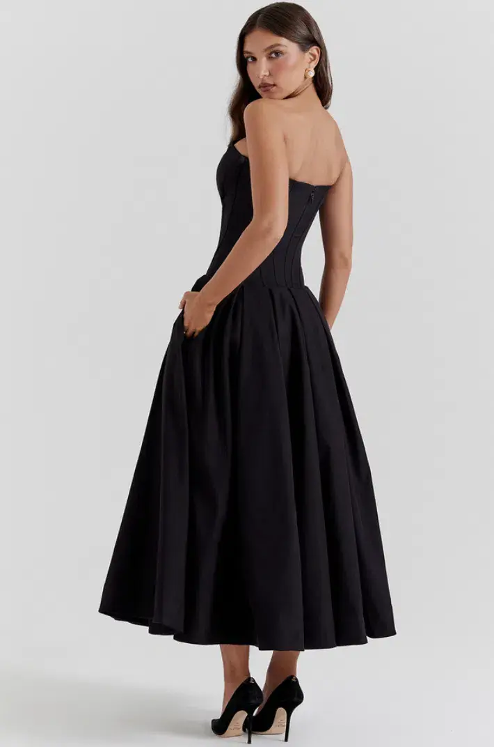 House of CB Lady Black Strapless Midi Dress Black Size S / AU 6 for rent on The Volte - main image