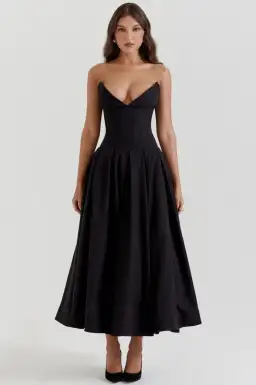 House of CB Lady Black Strapless Midi Dress Black Size S / AU 6 for rent on The Volte - image 1