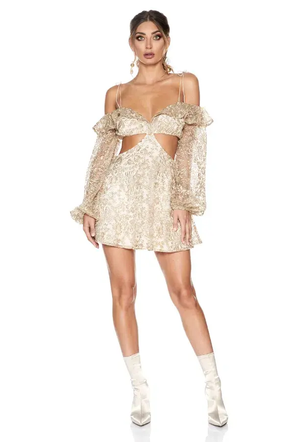 SOFIA THE LABEL Golden Hour Dress gold size 6 for rent on The Volte - main image