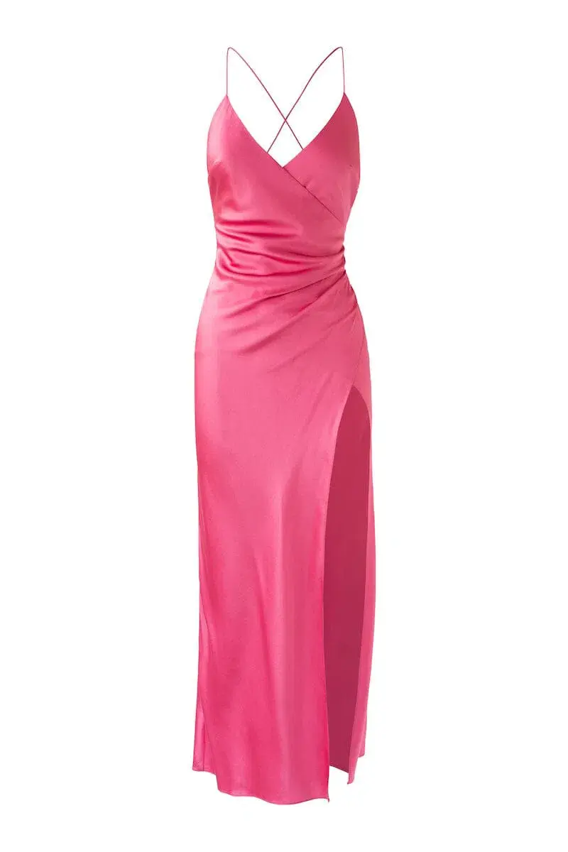 Sofia the Label Elle Silk Midi Dress Pink Size 8 for rent on The Volte - main image