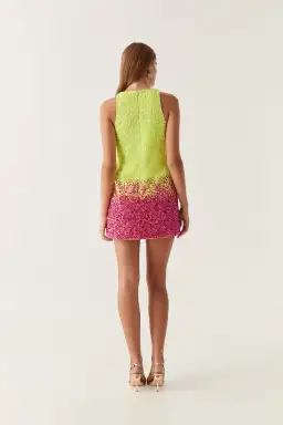 Aje Calypso Ombré Mini Dress Green Multi Size 8 for rent on The Volte - image 2