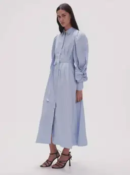 Aje Bonnie Knot Sleeve Midi Dress Light Sky Blue Size 4 for rent on The Volte - image 2