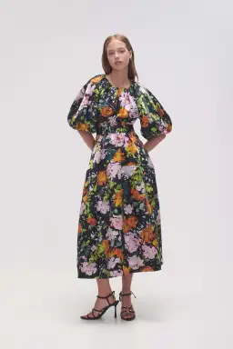 Aje Mimosa Cutout Midi Dress Midnight Floral Size 4 for rent on The Volte - image 1