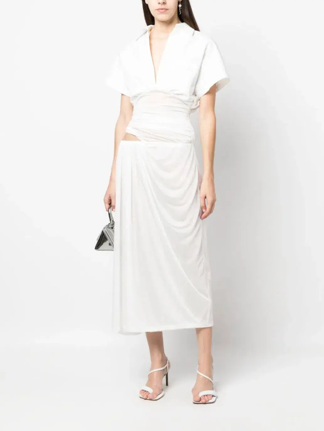 Christopher Esber Comosum Clash Shirt Midi Dress White Size 6 for rent on The Volte - main image