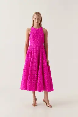 Aje Quintette Midi Dress Deep Magenta Size XXS / AU 4 for rent on The Volte - image 1