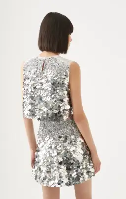 Aje Cherie Sequin Mini Skirt Silver Size 4 for rent on The Volte - image 3