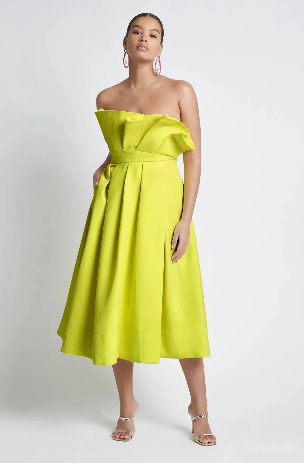 Sheike Florence Midi Dress Yellow Size 12 - Image 2