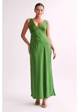 Meshki Nadia Satin Maxi Dress Green Size S / AU 8