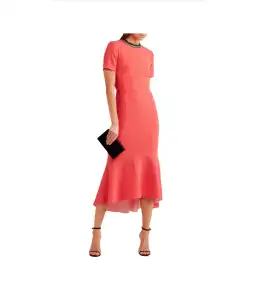 Rebecca Vallance Open Back Midi Dress Peach Size 8