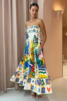 Alemais Soleil Sundress in Multi/Ivory Size 14 for rent on The Volte - image 2