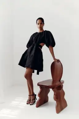 Aje Mimosa Cut Out Mini Dress Black Size 12