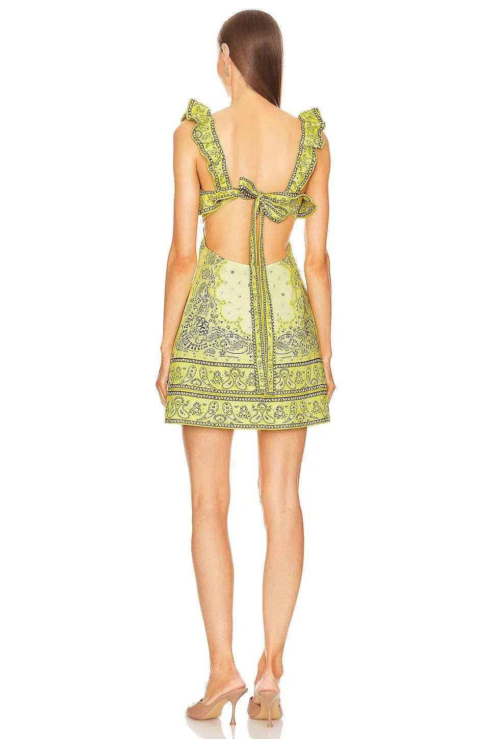 Zimmermann The Matchmaker Frilled Mini Dress in Yellow Bandana Size 0P/AU 6 for rent on The Volte - main image