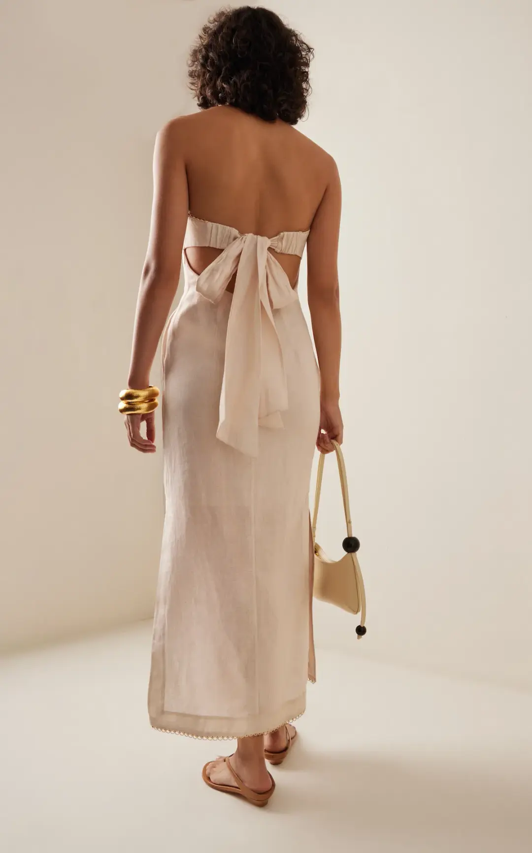 Zimmermann Lexi Column Midi Dress Ivory Palm Floral Size 2 / AU 12 for rent on The Volte - main image