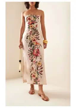 Zimmermann Lexi Column Midi Dress Ivory Palm Floral Size 2 / AU 12 for rent on The Volte - image 1