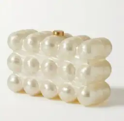 CULT GAIA The Bubble Acrylic Pearl Clutch Bag Cream White