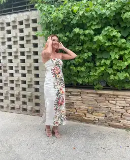 Zimmermann Lexie Column Dress Ivory Palm Size 1/ AU 10 for rent on The Volte - image 1