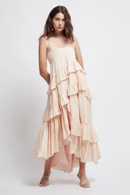 Aje Armeria Waterfall Skirt Dress Peach Size M/AU 8