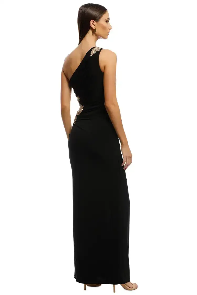 Montique Donatella Applique Gown in Black Size 20 for rent on The Volte - main image