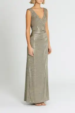 Montique Milani Metallic Gown in Gold Size 10 for rent on The Volte - image 2
