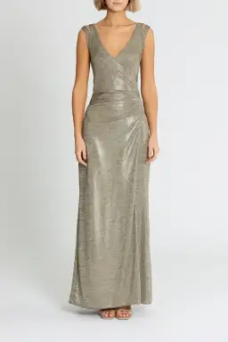 Montique Milani Metallic Gown in Gold Size 10 for rent on The Volte - image 1