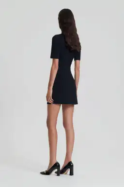 Scanlan Theodore Crepe Knit Mini Button Dress Black XS / AU 6 for rent on The Volte - image 2