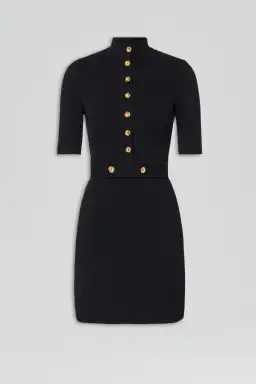 Scanlan Theodore Crepe Knit Mini Button Dress Black XS / AU 6 for rent on The Volte - image 3