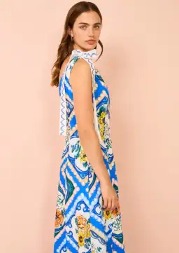 By Nicola Adocia Tie Shoulder Maxi Dress Azure Blue Floral Size 10 for rent on The Volte - image 2