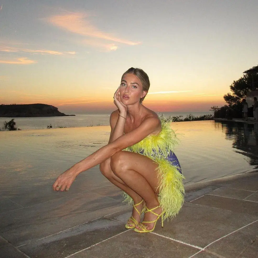 Oseree Paillettes Plumage Mini Dress Lilac and Citron Size AU 8 for rent on The Volte - main image