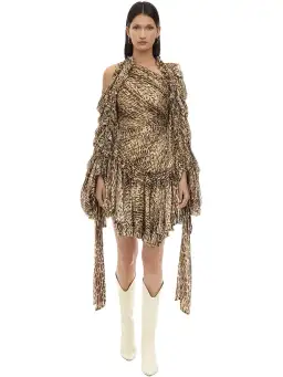 Zimmermann Espionage Drawn Mini Dress Animal Print Size 0 / 8 AU