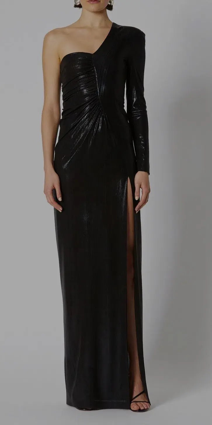 Scanlan Theodore Lacquer Jersey Gown Black Size 8 for rent on The Volte - main image