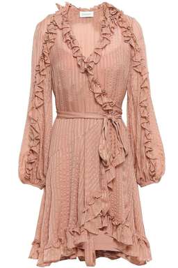 Zimmermann Cascade Wrap Mini Dress Nude Pink Size 8 for rent on The Volte - image 2