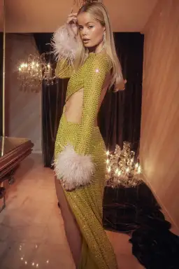 House of CB Gina Crystallised Maxi Dress Chartreuse Size S / AU 8 for rent on The Volte - image 6