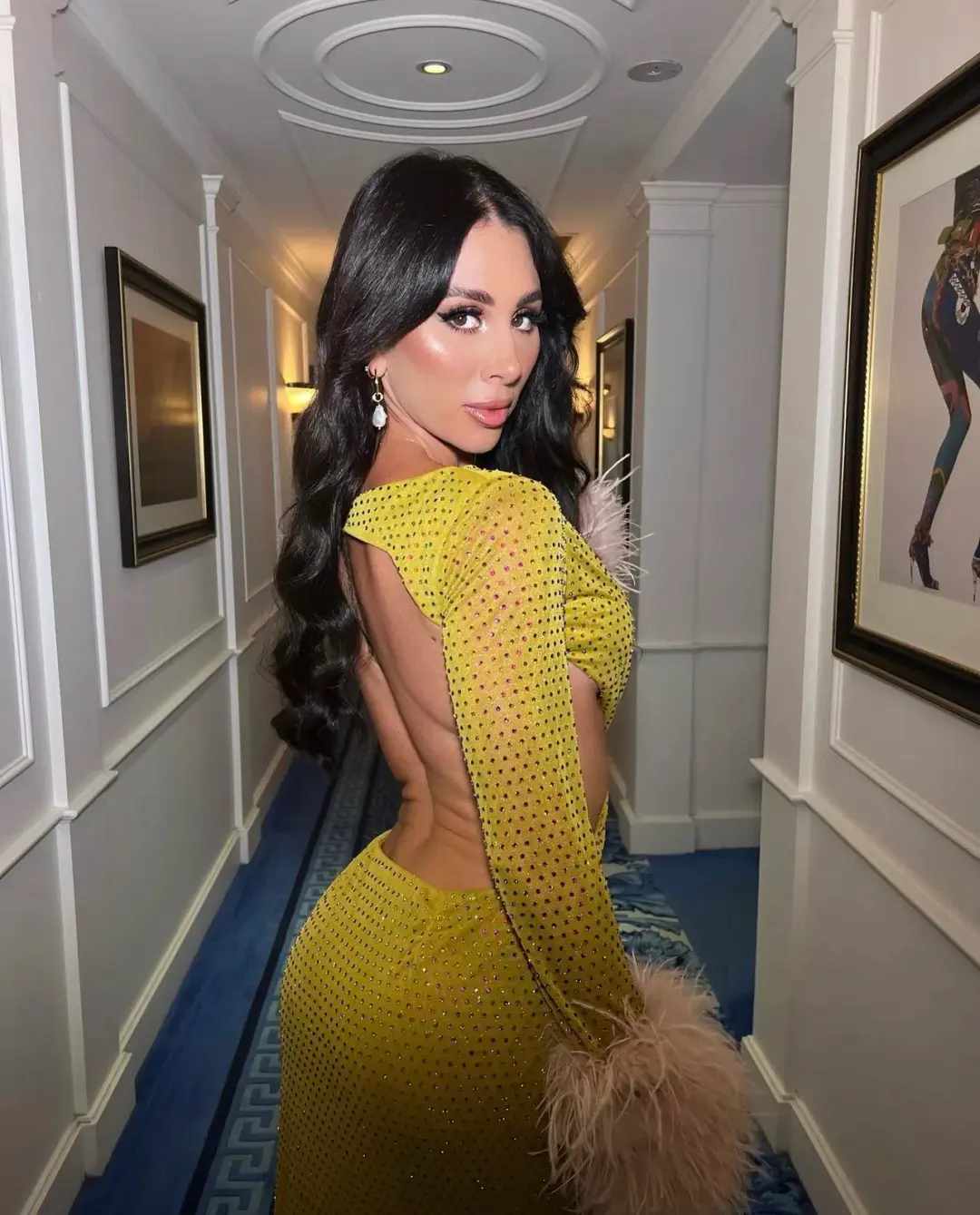 House of CB Gina Crystallised Maxi Dress Chartreuse Size S / AU 8 for rent on The Volte - main image