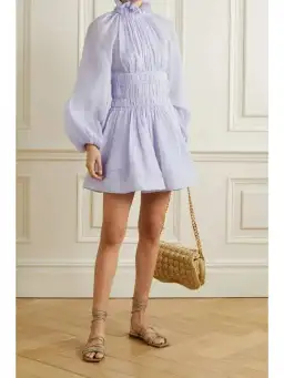 Zimmermann Luminous Long Sleeve Mini Dress Lavender Size 0 / AU 8