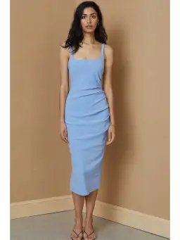 Bec & Bridge Hana Midi Dress Blue Size AU 8