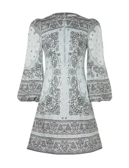 Zimmermann Matchmaker Keyhole Mini Dress Blue Bandana Size 3 / AU 14 for rent on The Volte - image 3
