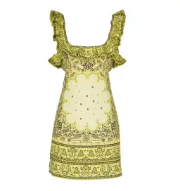 Zimmermann Matchmaker Frilled Mini Dress Yellow Bandana Size 0P / AU 6