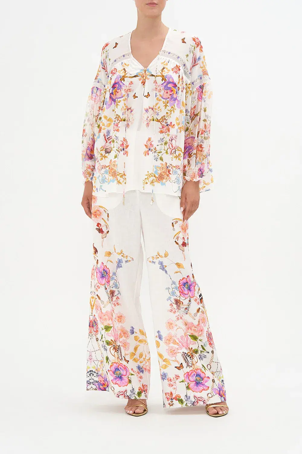 Camilla Spider Girl Blouson Blouse With Neck Tie Floral One Size for rent on The Volte - main image