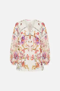 Camilla Spider Girl Blouson Blouse With Neck Tie Floral One Size for rent on The Volte - image 6