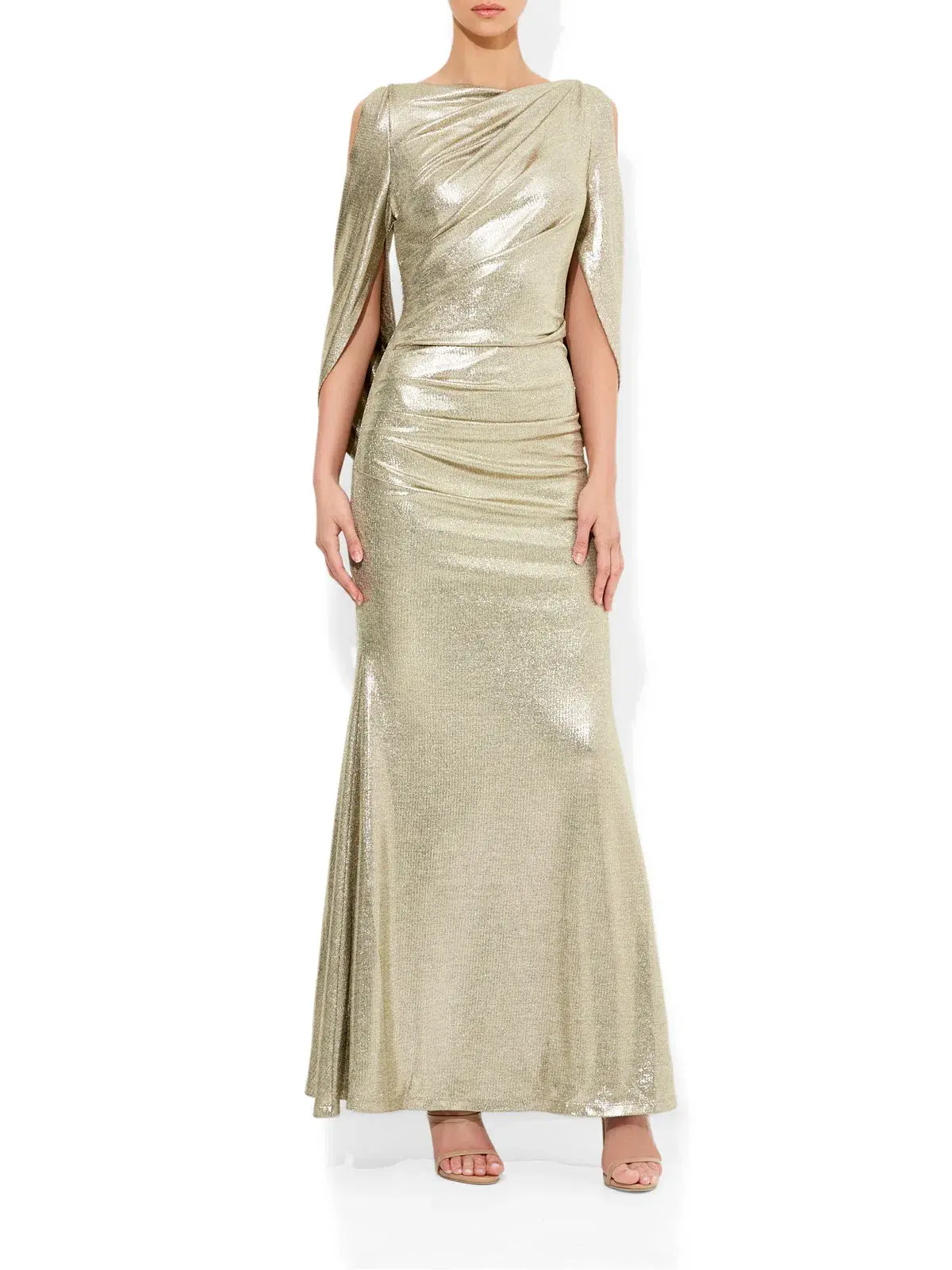 Montique Lana Metallic Gown in Gold Size 12 - Image 1
