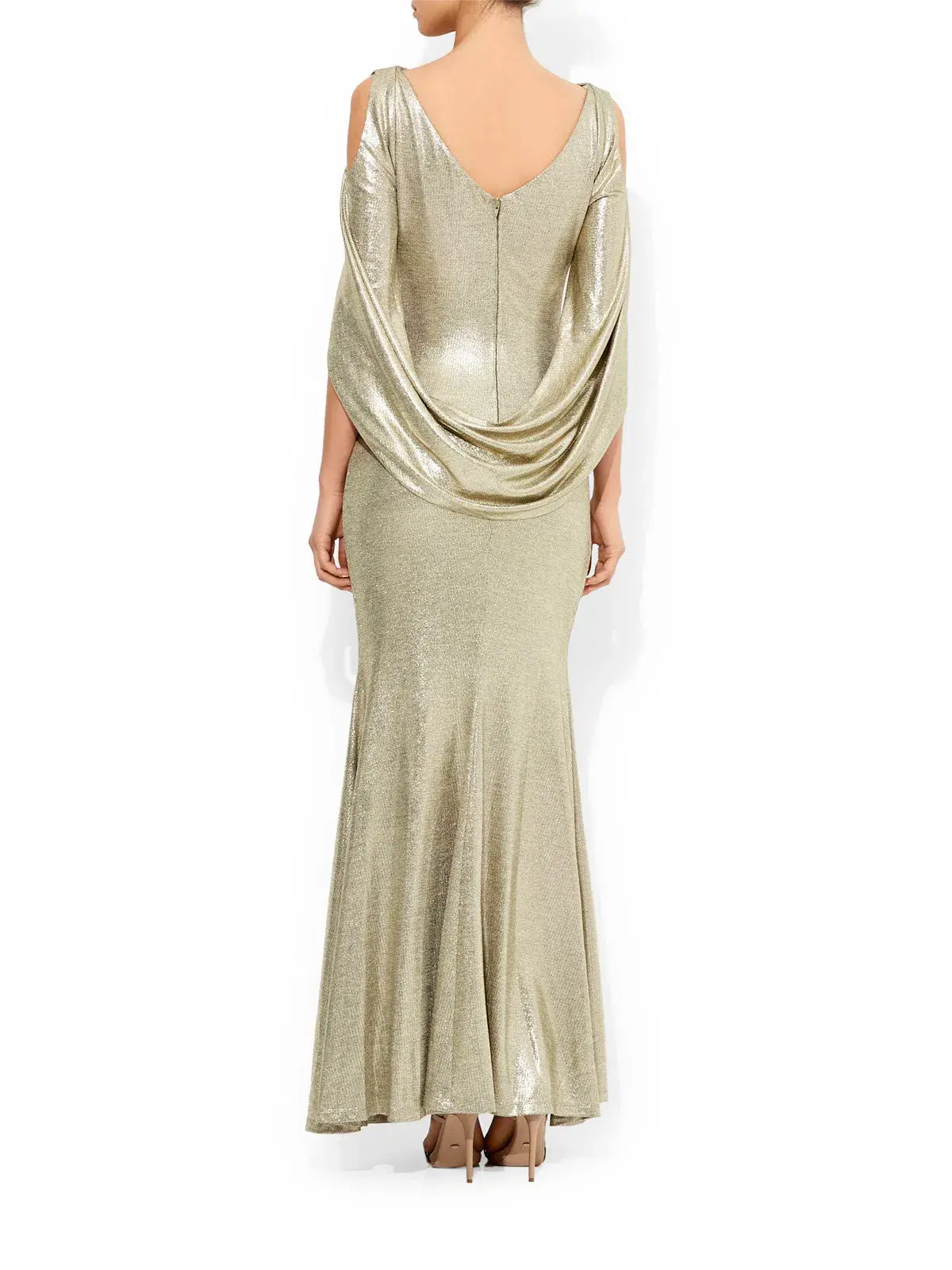 Montique Lana Metallic Gown in Gold Size 12 - Image 2