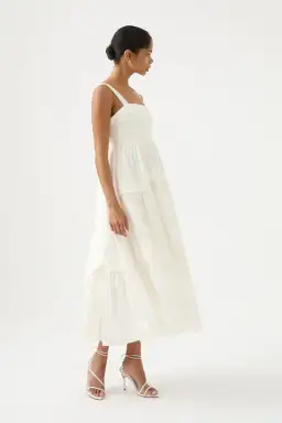 Aje Sophie Tiered Midi Dress in Ivory Size 8 for rent on The Volte - image 2