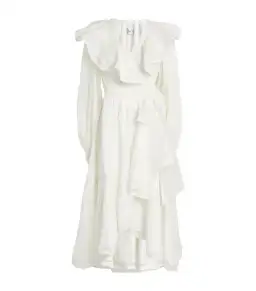 Aje Zoe Ruffle Wrap Midi Dress in Ivory Size 8 for rent on The Volte - image 4