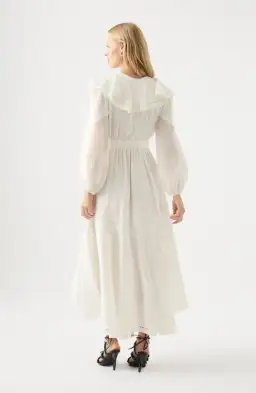 Aje Zoe Ruffle Wrap Midi Dress in Ivory Size 8 for rent on The Volte - image 3
