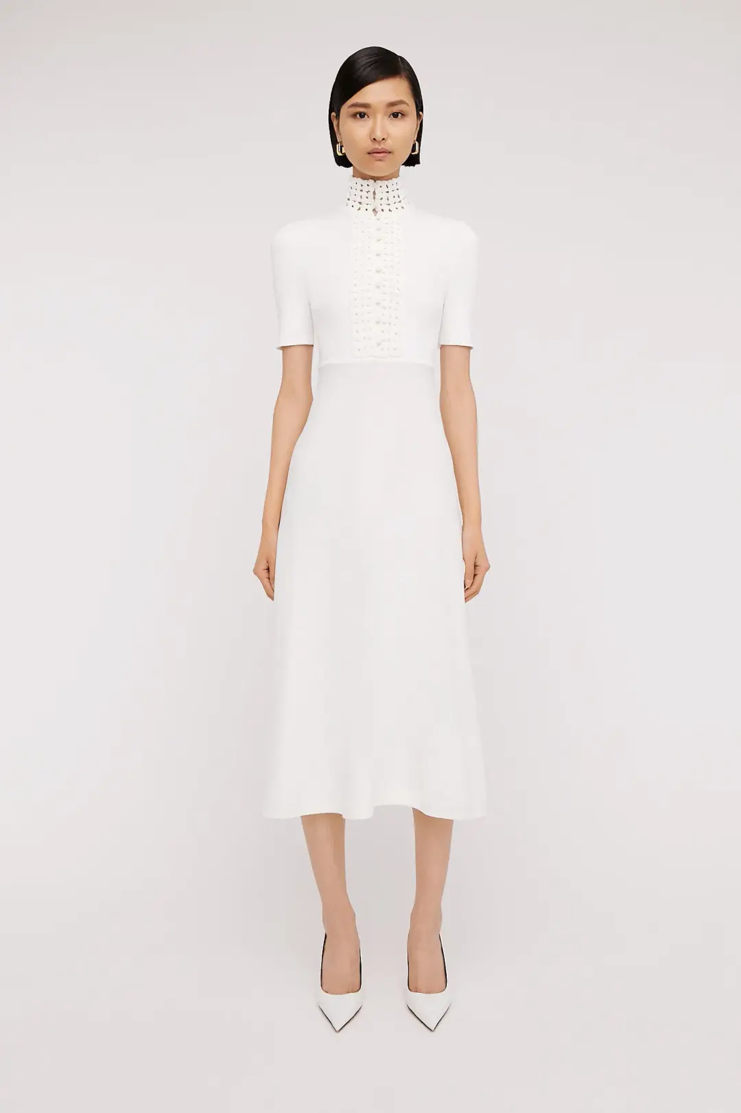 Scanlan Theodore Crepe Knit Daisy Soft Dress in Ivory/Cream Size S / AU 8 for rent on The Volte - main image