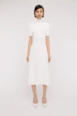 Scanlan Theodore Crepe Knit Daisy Soft Dress in Ivory/Cream Size S / AU 8 for rent on The Volte - image 1