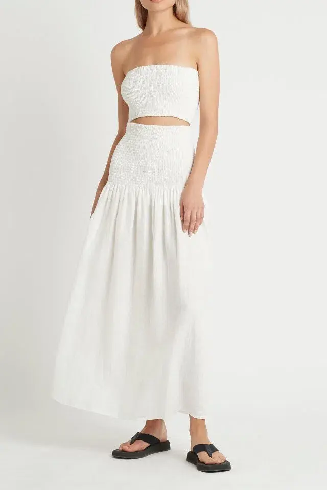 Sir The Label Madelyn Strapless Midi Dress in Ivory Size 1 / AU 8 for rent on The Volte - main image