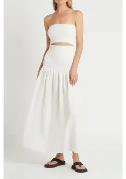 Sir The Label Madelyn Strapless Midi Dress in Ivory Size 1 / AU 8 for rent on The Volte - image 1
