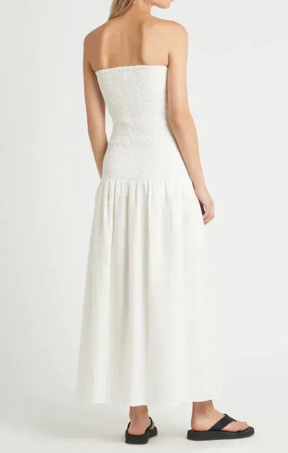 Sir The Label Madelyn Strapless Midi Dress in Ivory Size 1 / AU 8 for rent on The Volte - main image