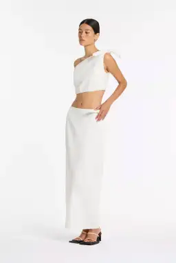 Sir The Label Bettina Tie Crop & Midi Skirt Set Ivory Size 4 / AU 14